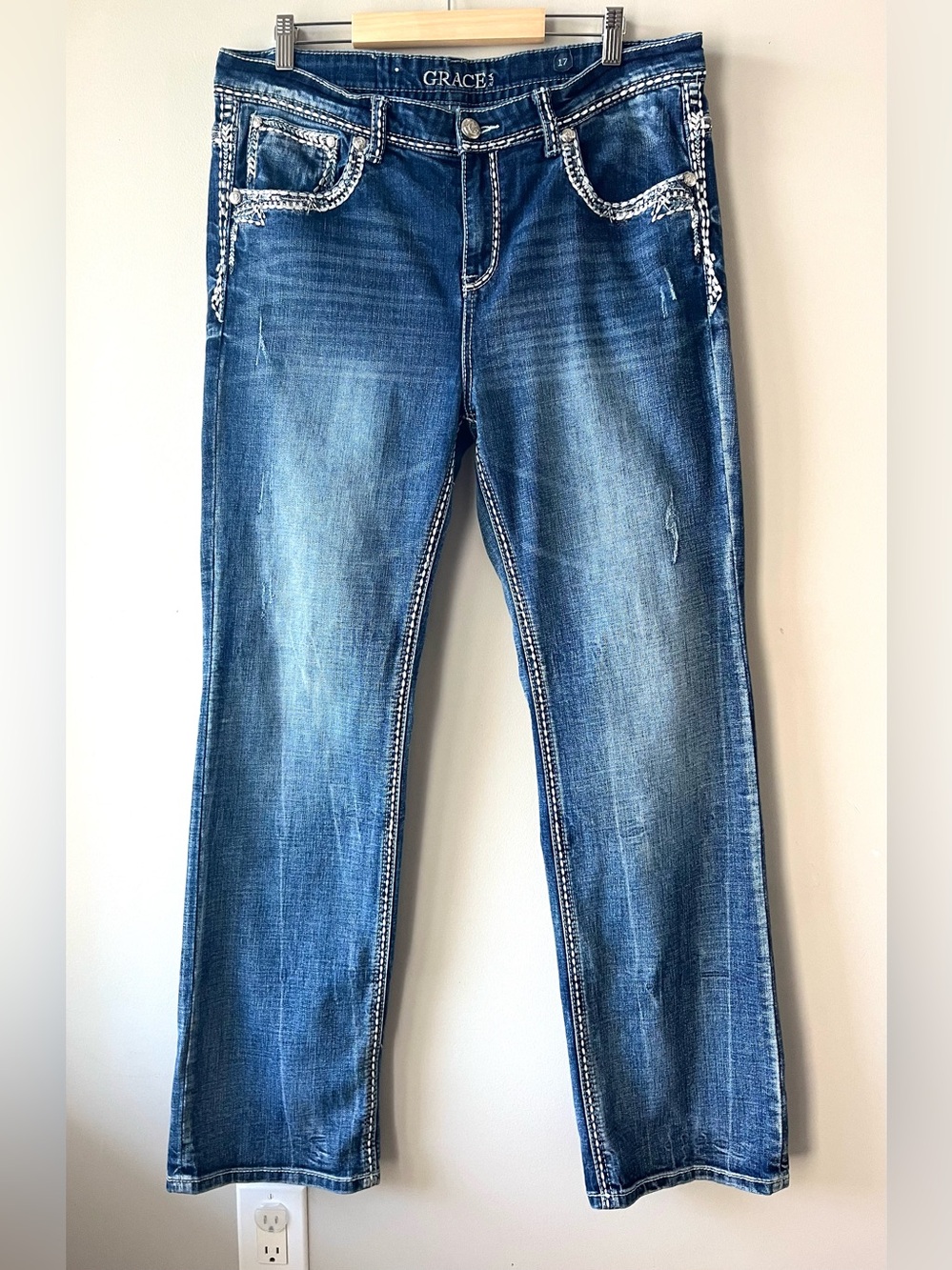 Grace in LA Embellished Bootcut Jeans Women's Size 17 Medium Wash -Western Ride